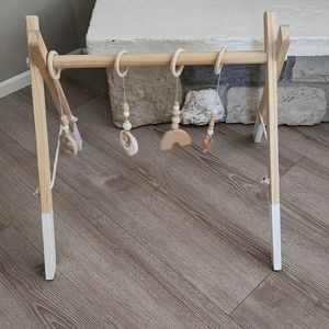 Natural wood baby play gym